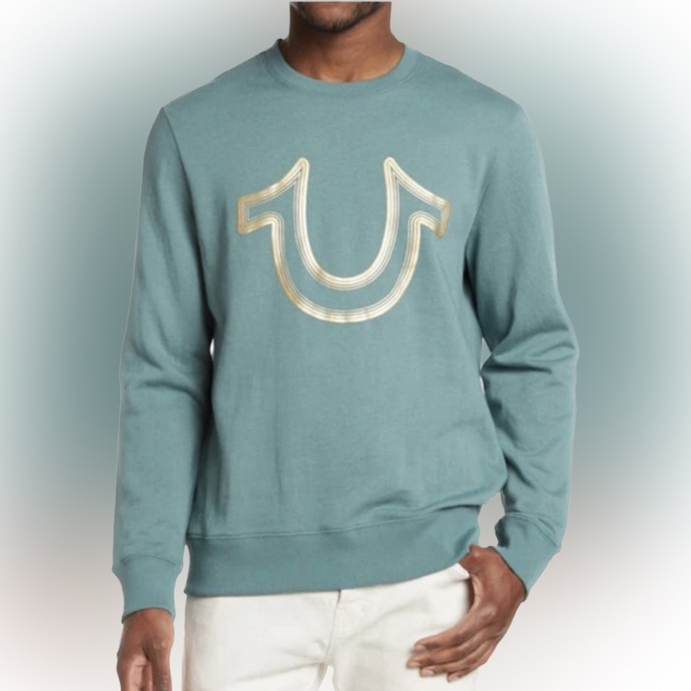 TRUE RELIGION Foil Logo Pullover Fleece Sweatshirt NWT, Men’s XL